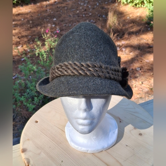 Vintage Risa Swiss Made Dark Olive Green Short Brim Fedora Wool Hat Size 7 main image 4